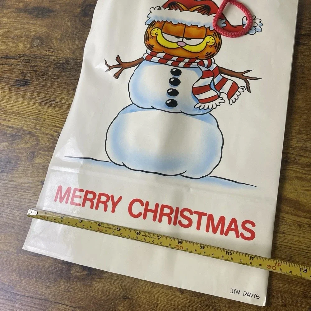 Vtg Garfield Snowman Christmas Gift Bag Lindley 11.5